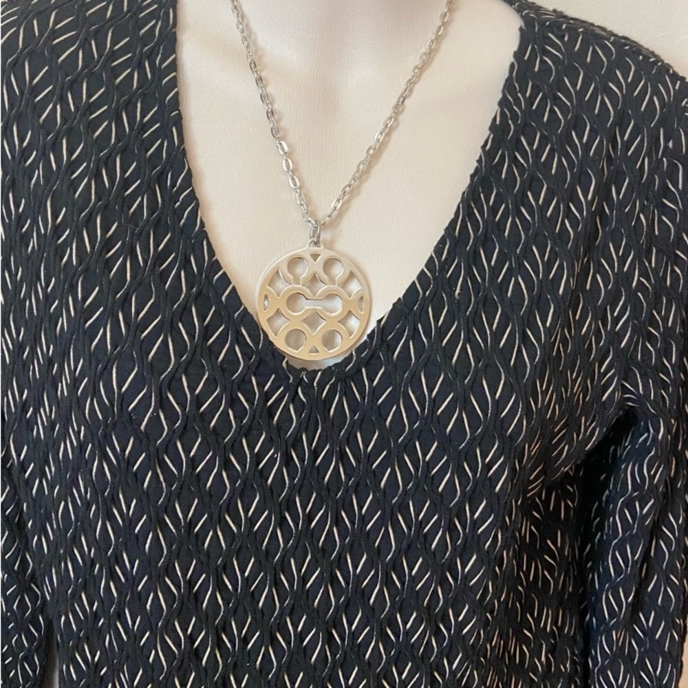 Vintage, Authentic Coach 18-inch Silver Plated Charm Pendant Necklace