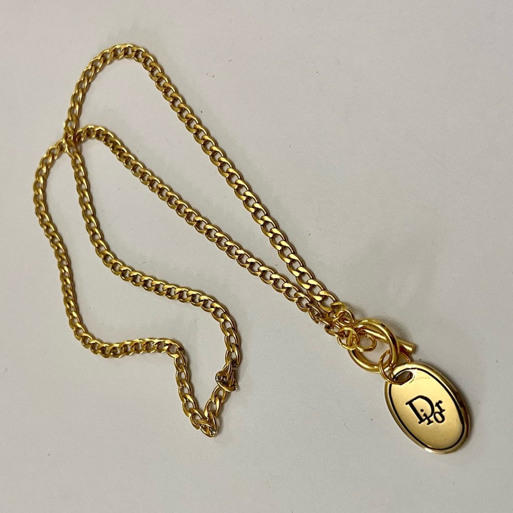 Christian Dior Gold Tone Charm with 18in Gold Plated Chain Necklace