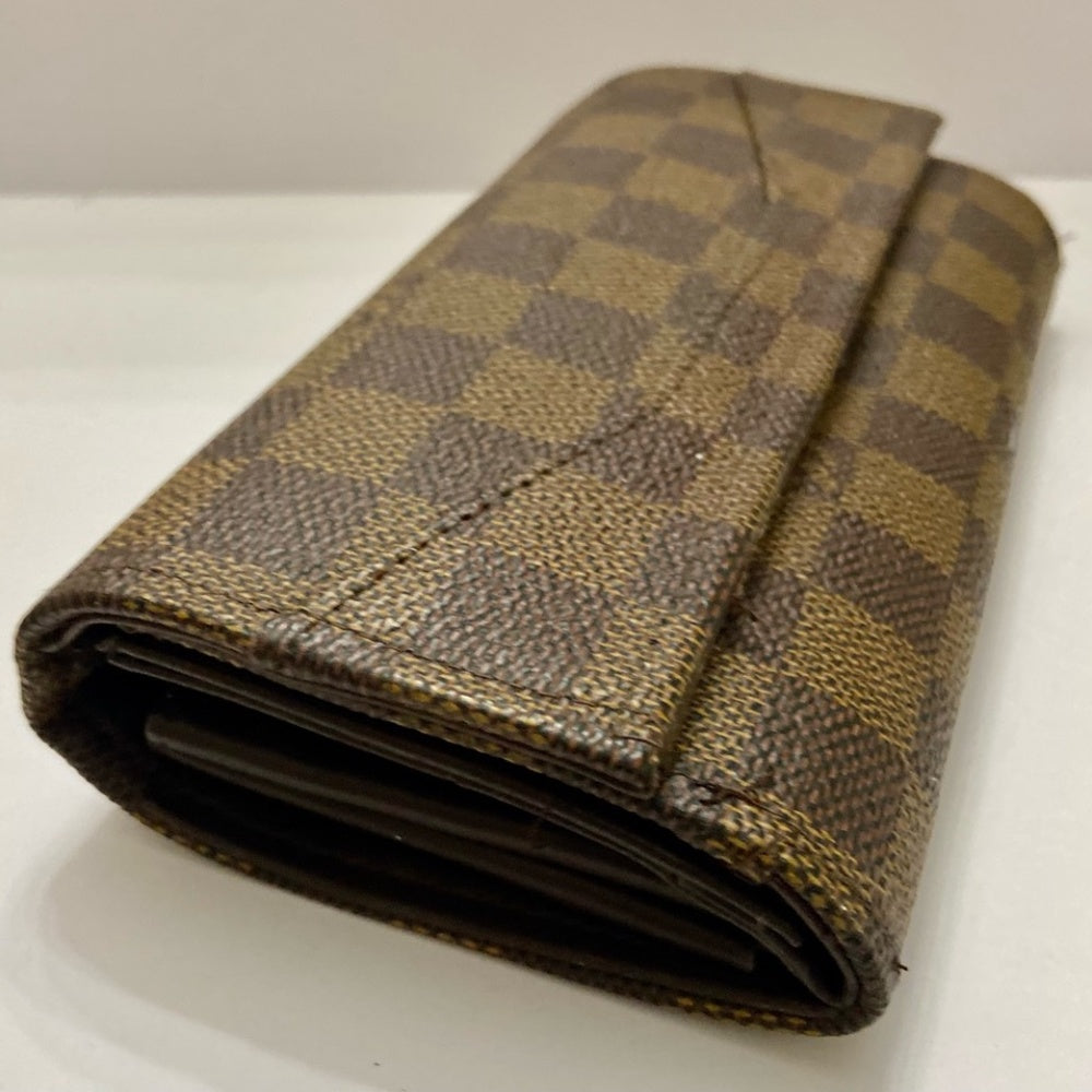 Brown and Tan Checkered Canvas Organizer Long Wallet 7in x 4in