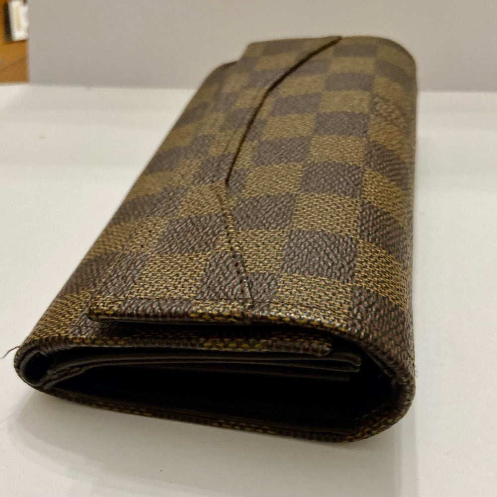 Brown and Tan Checkered Canvas Organizer Long Wallet 7in x 4in