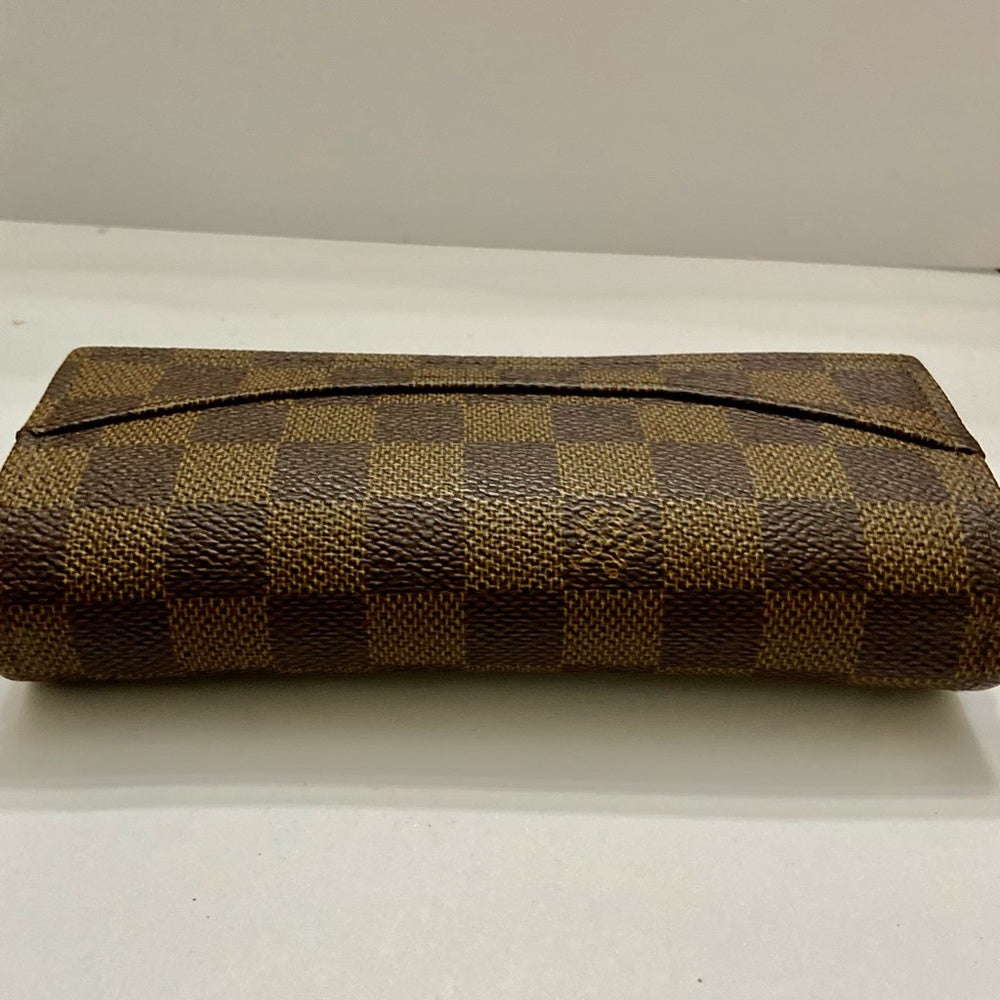 Brown and Tan Checkered Canvas Organizer Long Wallet 7in x 4in