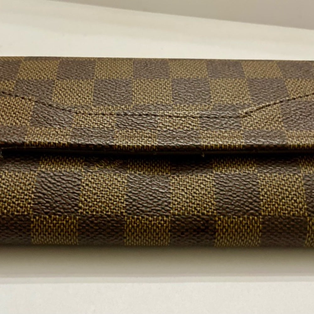 Brown and Tan Checkered Canvas Organizer Long Wallet 7in x 4in