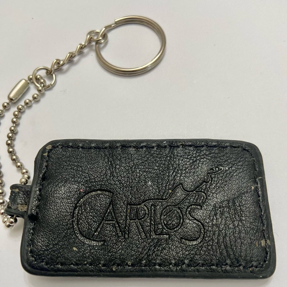 Stunning, 2-Way, Carlos Santana Black Leather Handbag Charm-Key Chain