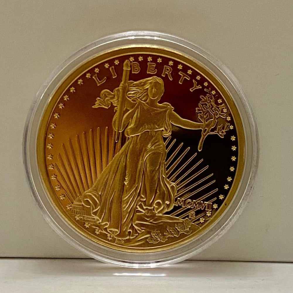 National Collectors Mint 1907 $20.00 Gold Plated Tribute Coin