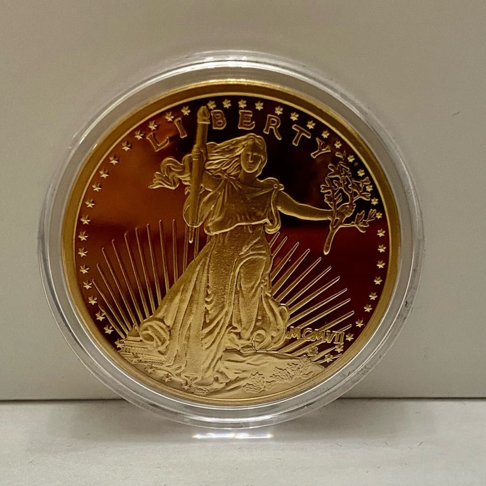 National Collectors Mint 1907 $20.00 Gold Plated Tribute Coin