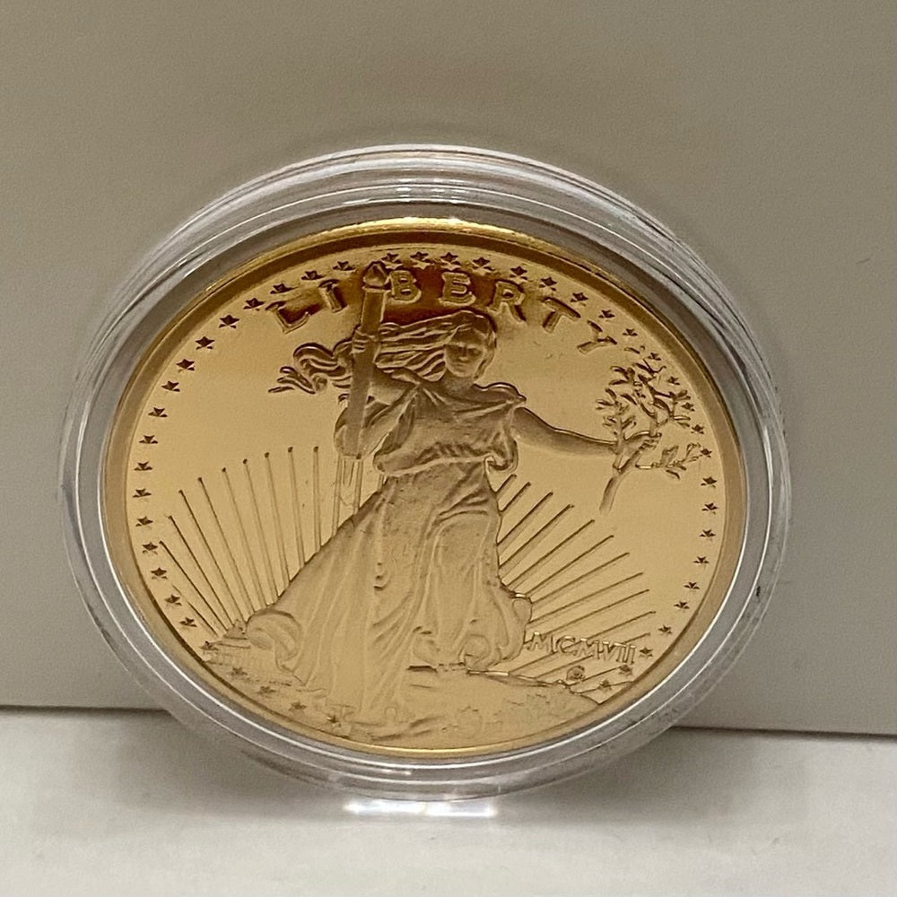 National Collectors Mint 1907 $20.00 Gold Plated Tribute Coin