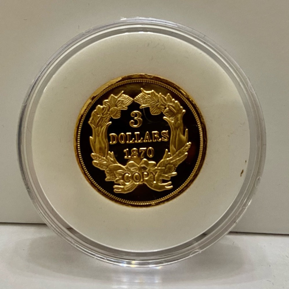 National Collectors Mint, Gold Plated 1870 $3.00 Tribute Coin