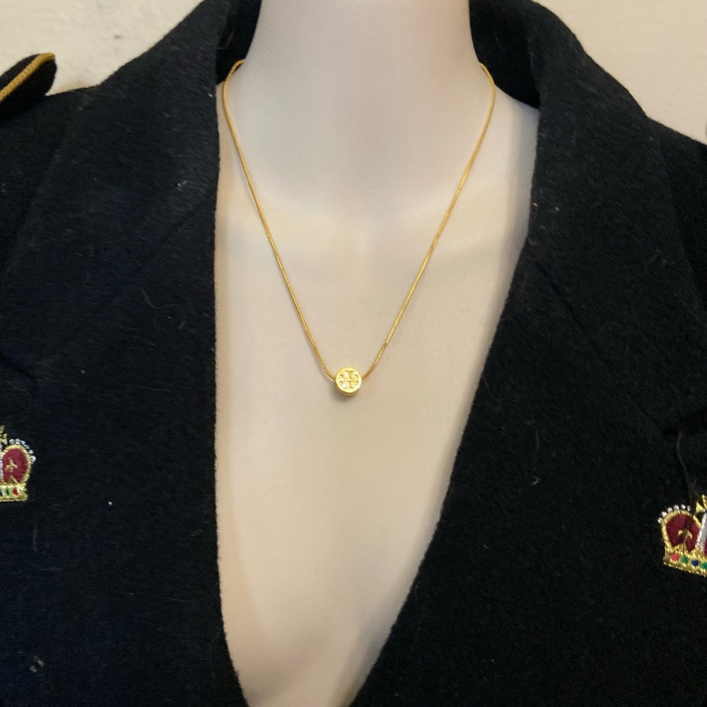 Tory Burch Gold Tone Charm with 18in Gold Plated Chain Necklace