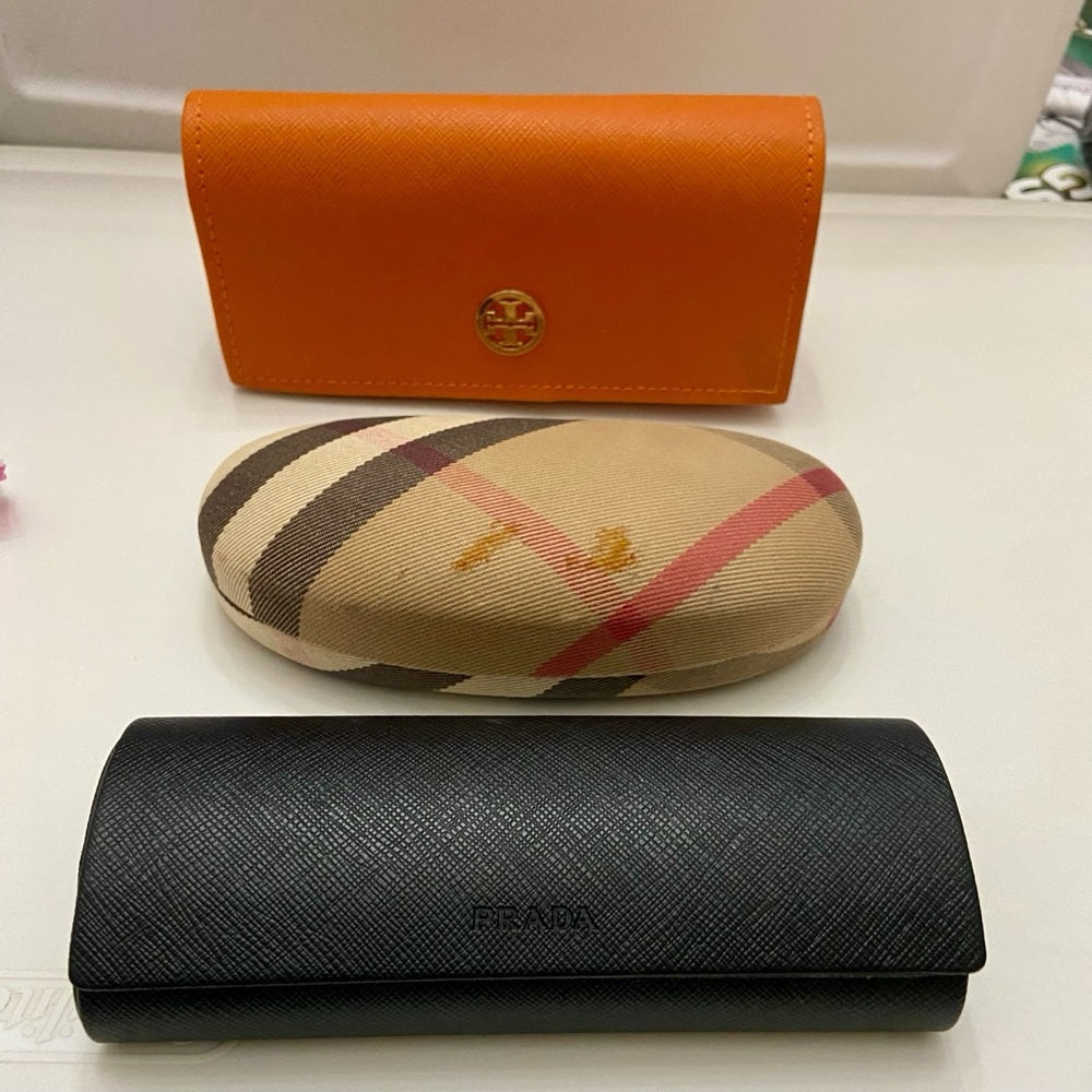 Three Sunglasses Cases- Burberry, Prada and Tory Burch