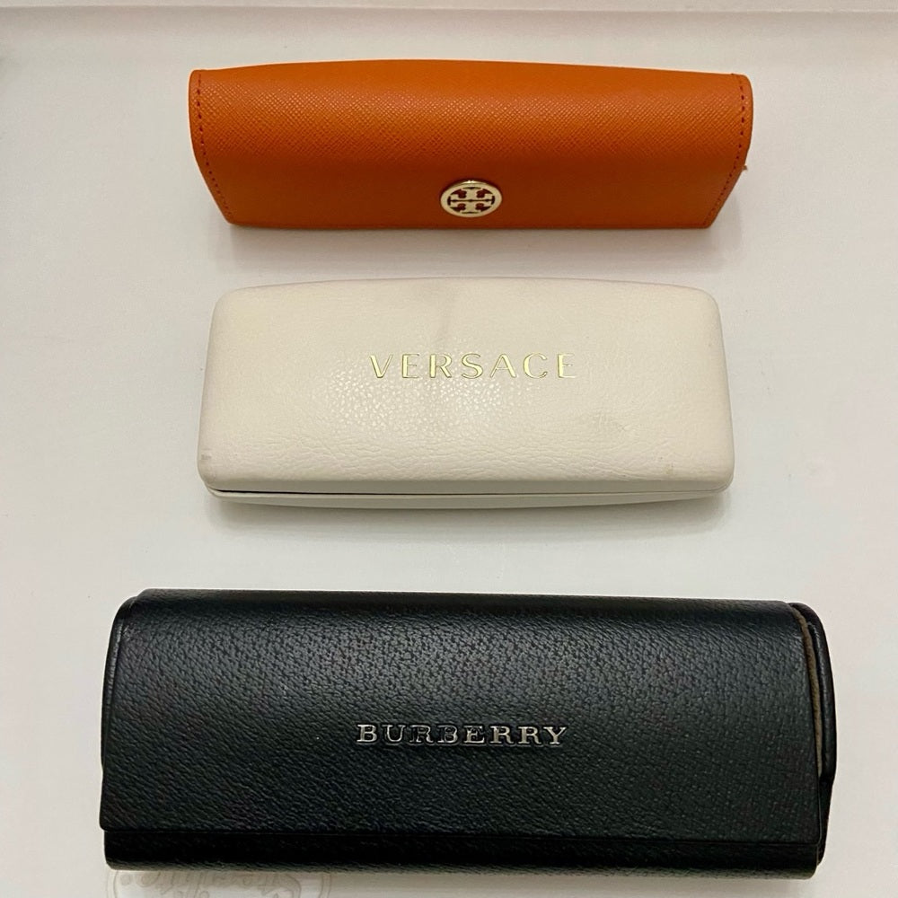 Three Sunglasses Cases- Burberry, Tory Burch and Versace