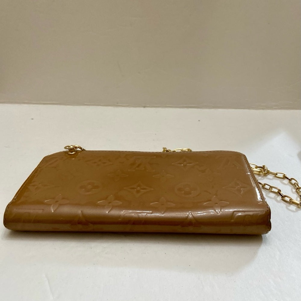 Louis Vuitton Tan Vernis Mono Zippy Long Wallet-Crossbody