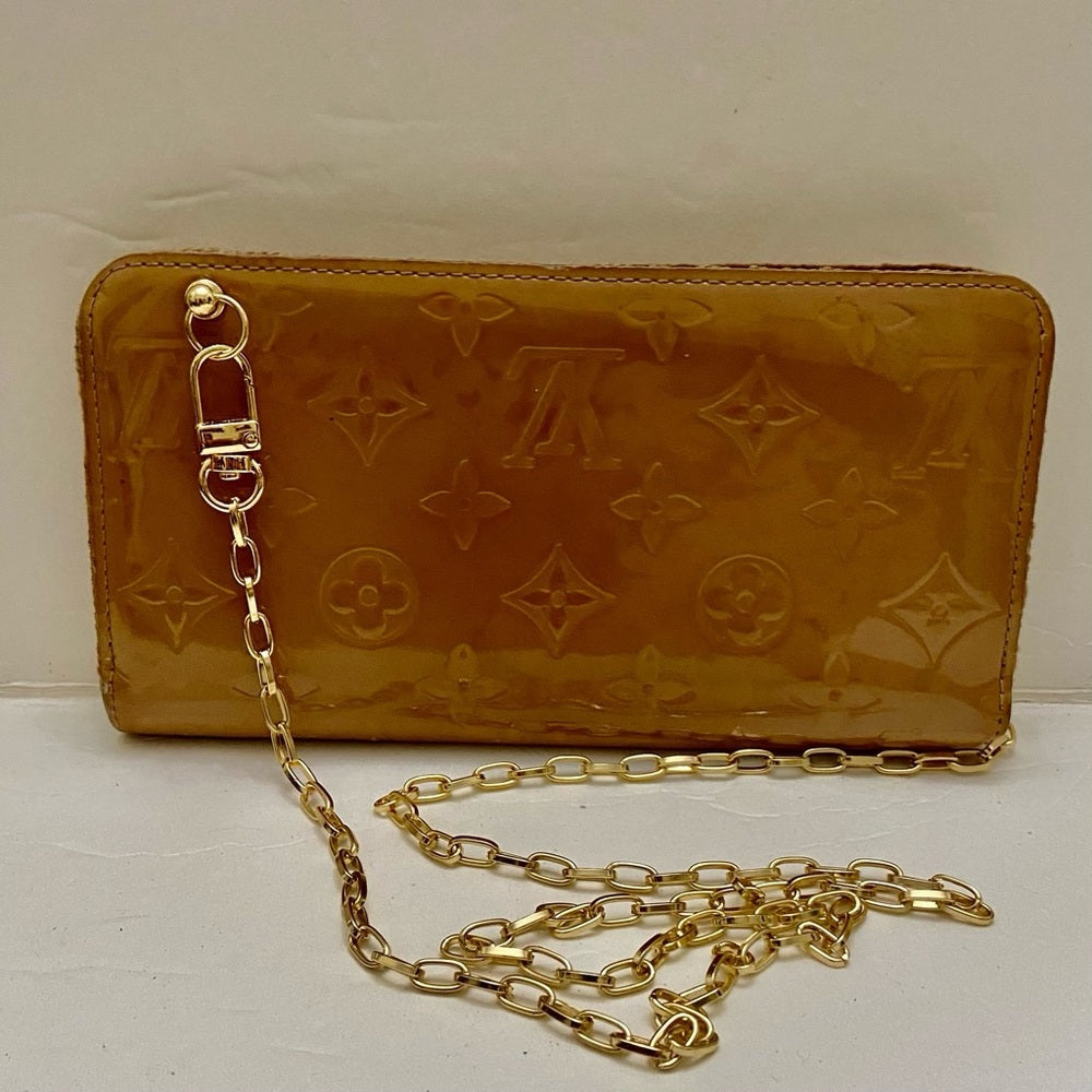 Louis Vuitton Tan Vernis Mono Zippy Long Wallet-Crossbody