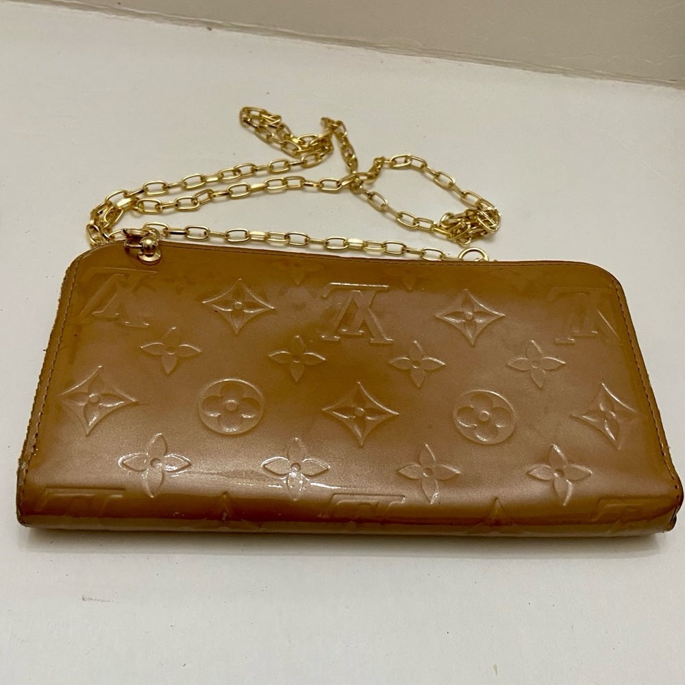 Louis Vuitton Tan Vernis Mono Zippy Long Wallet-Crossbody