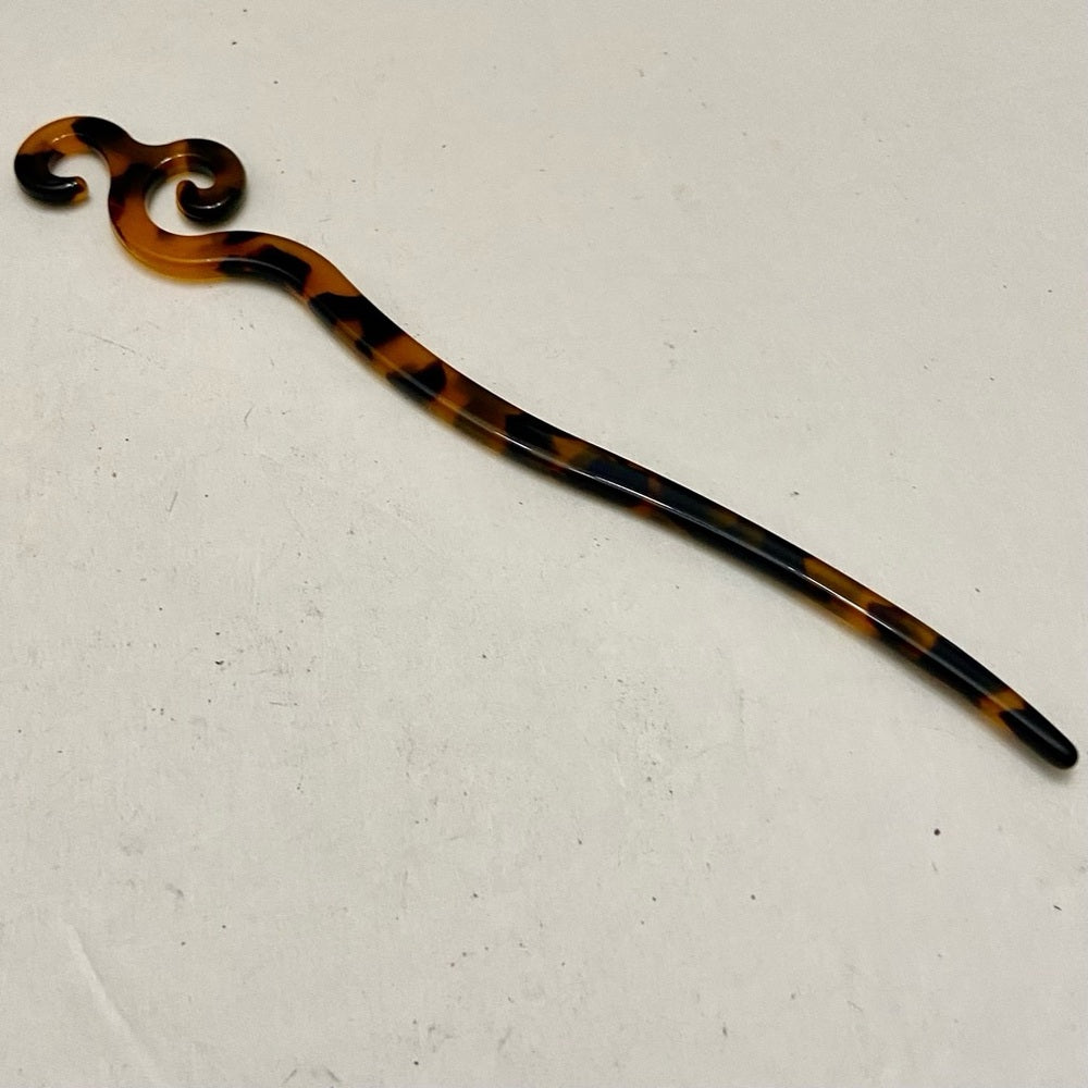 Vintage, Brown-Black Tortoise Lucite Hair Pin Accessory 7in x 1in