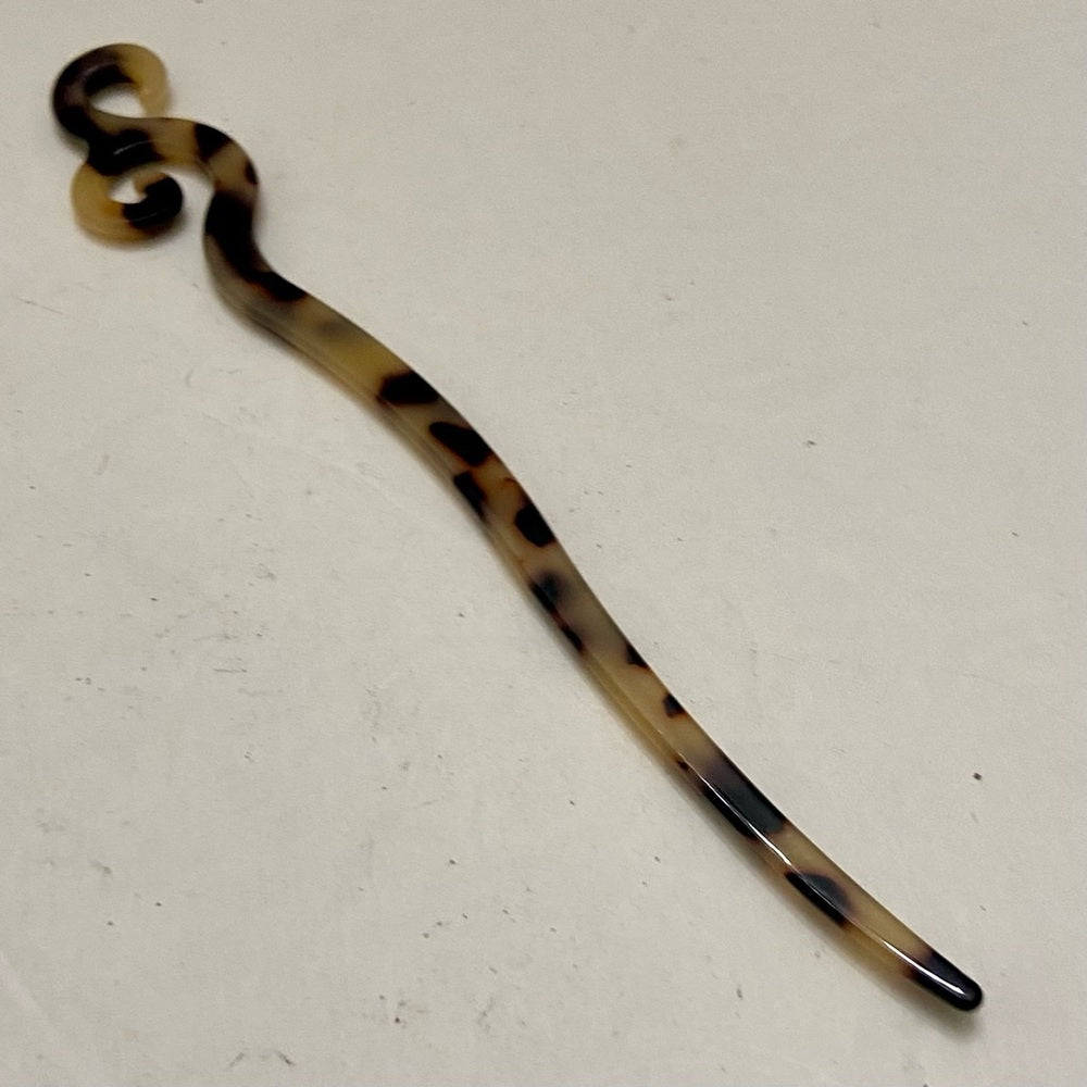 Vintage, Brown and Beige Tortoise Lucite Hair Pin Accessory 7in x 1in
