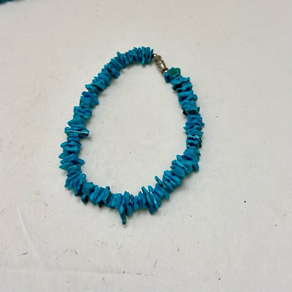 Turquoise Chips Beads 18in Necklace and 9in Bracelet