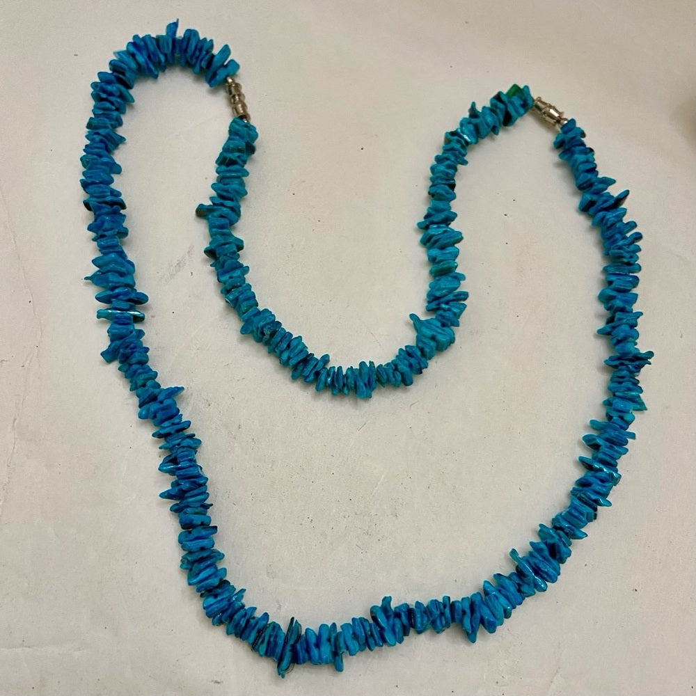 Turquoise Chips Beads 18in Necklace and 9in Bracelet