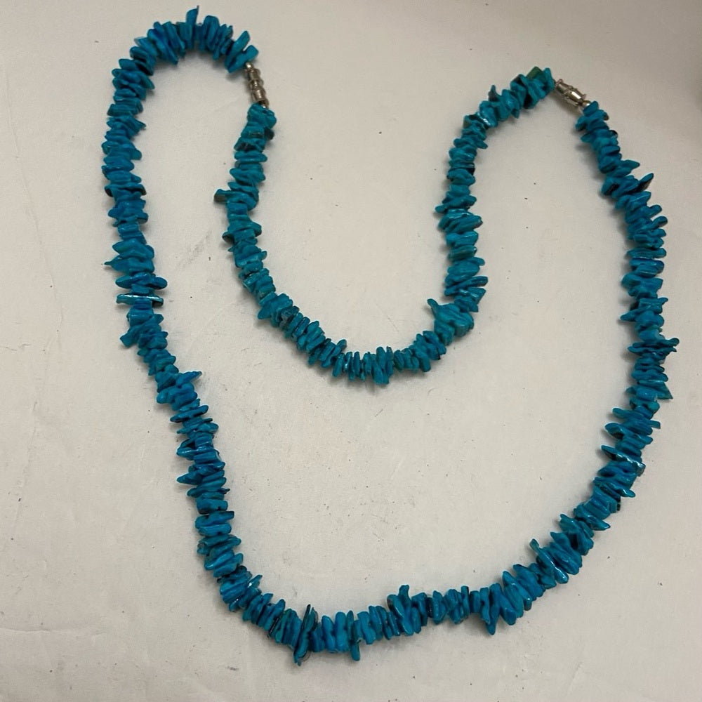 Turquoise Chips Beads 18in Necklace and 9in Bracelet