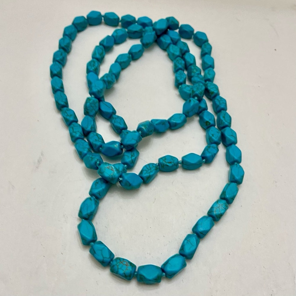 Vintage, 48in Long Turquoise Beaded Necklace