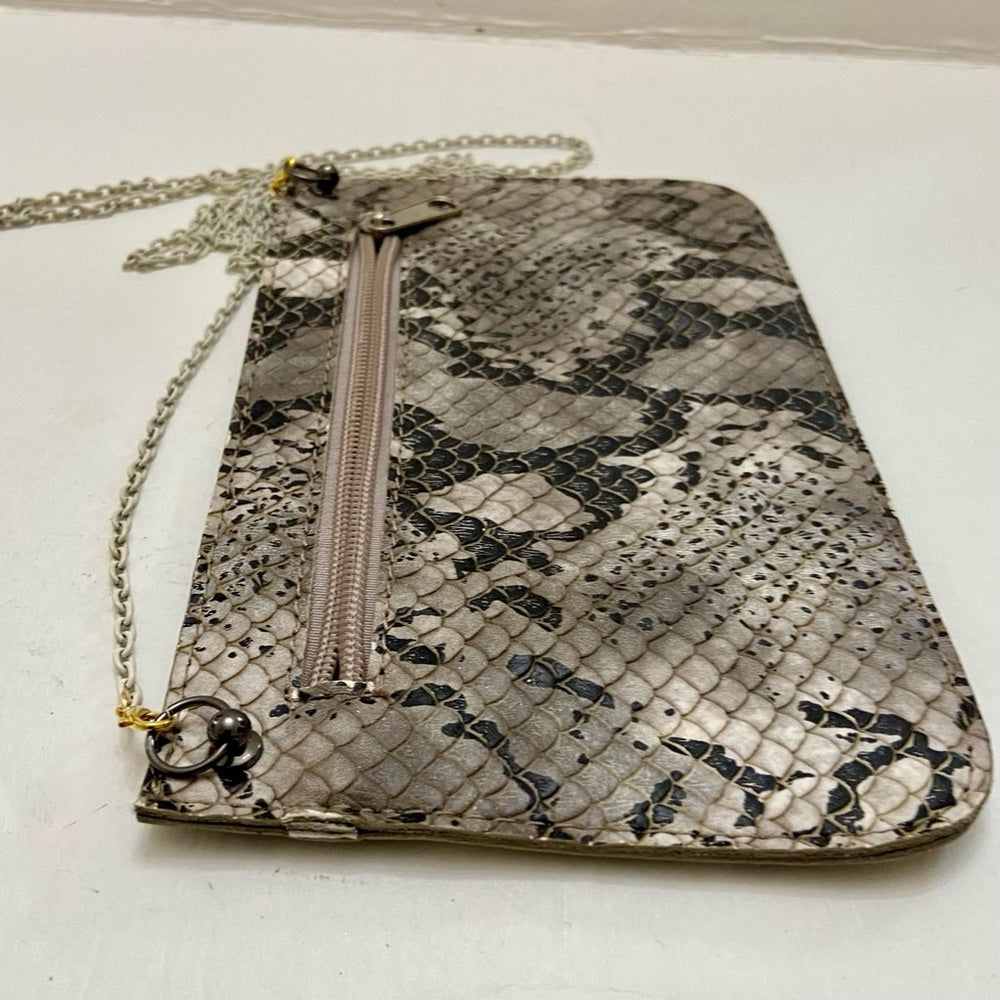 Vintage Black, Gray and White Faux Snakeskin Leather-Crossbody Bag