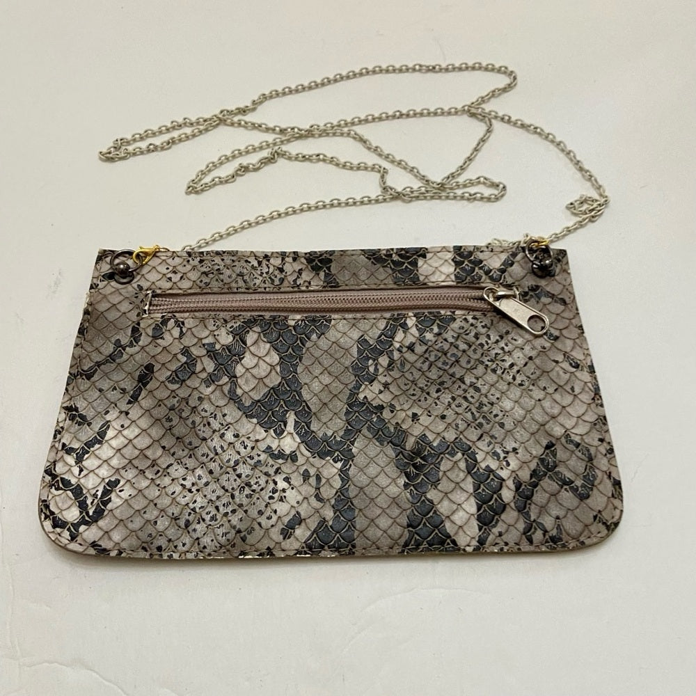 Vintage Black, Gray and White Faux Snakeskin Leather-Crossbody Bag
