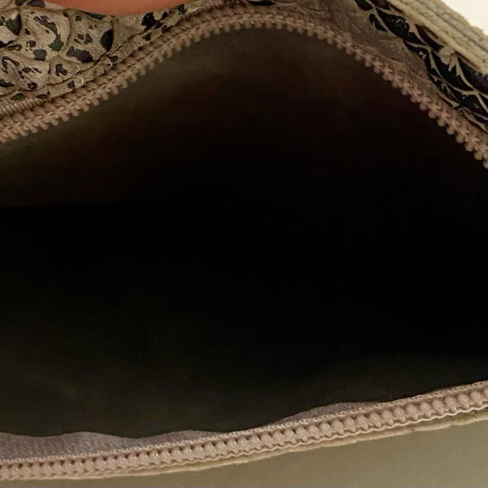 Vintage Black, Gray and White Faux Snakeskin Leather-Crossbody Bag