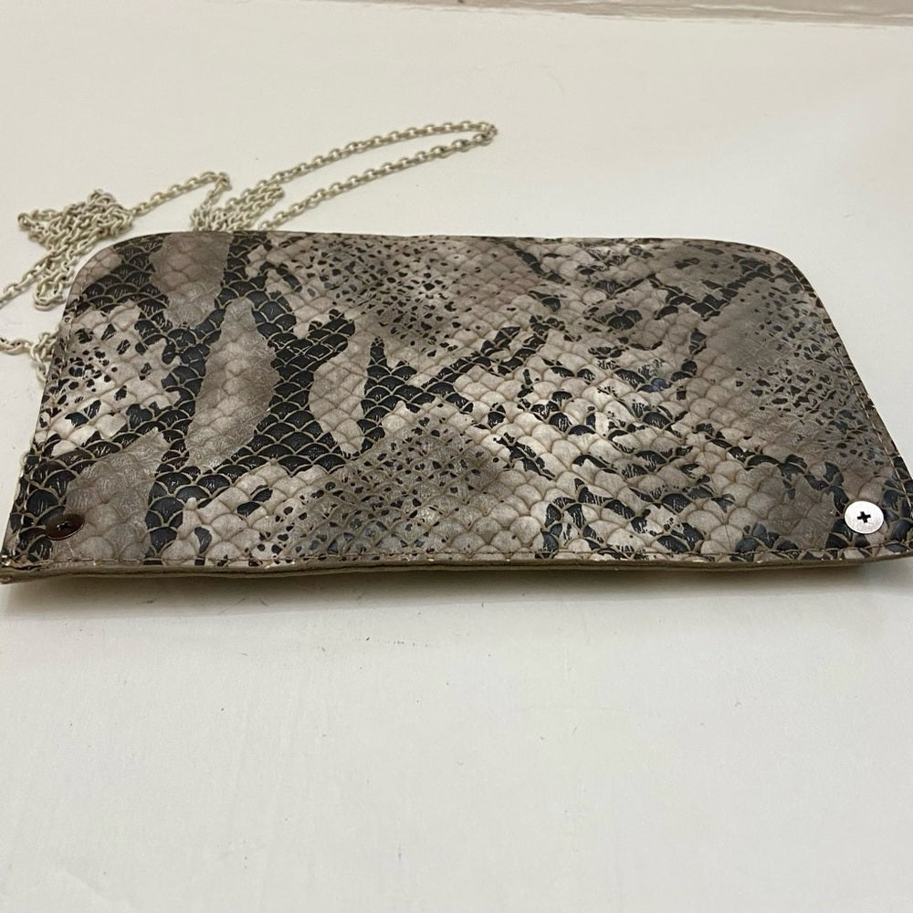 Vintage Black, Gray and White Faux Snakeskin Leather-Crossbody Bag