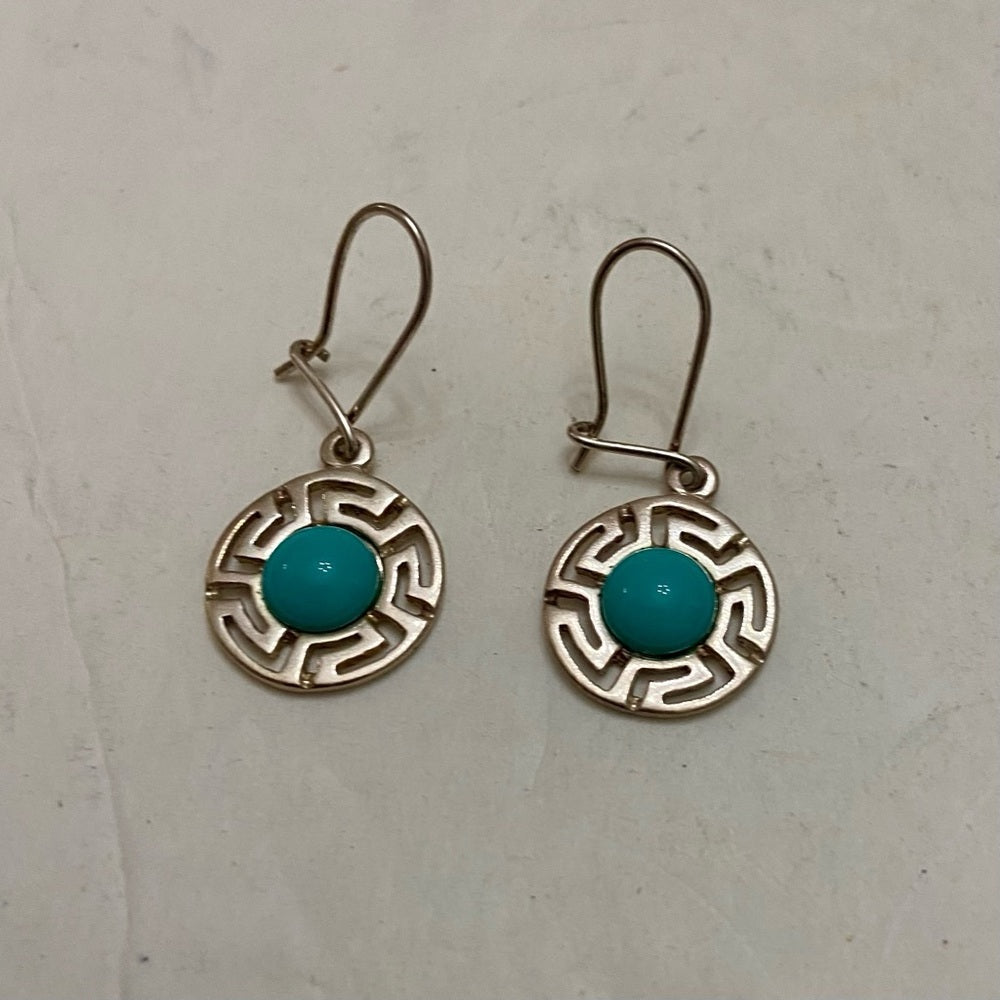 Vintage 1940s -925 Silver with Turquoise Dangling Earrings