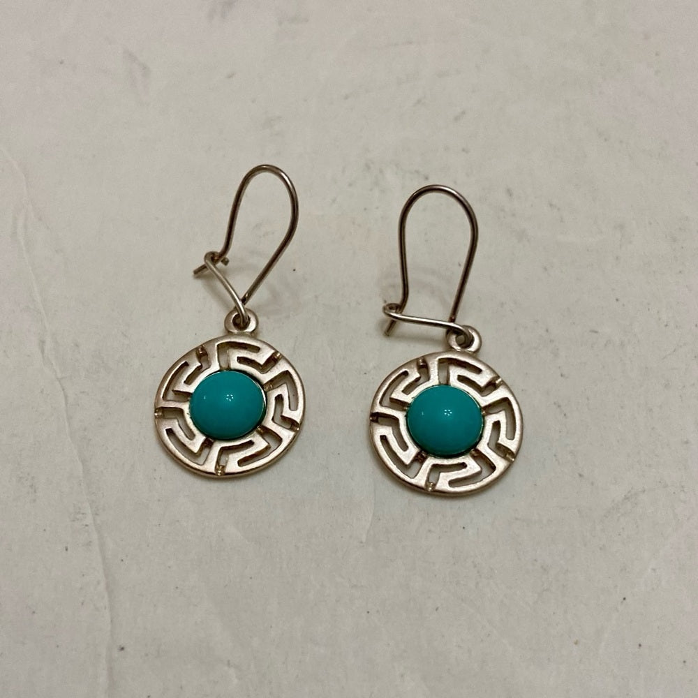 Vintage 1940s -925 Silver with Turquoise Dangling Earrings