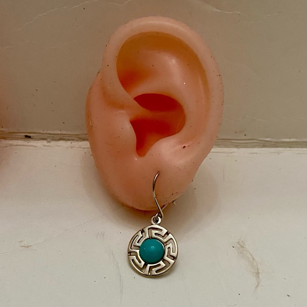 Vintage 1940s -925 Silver with Turquoise Dangling Earrings