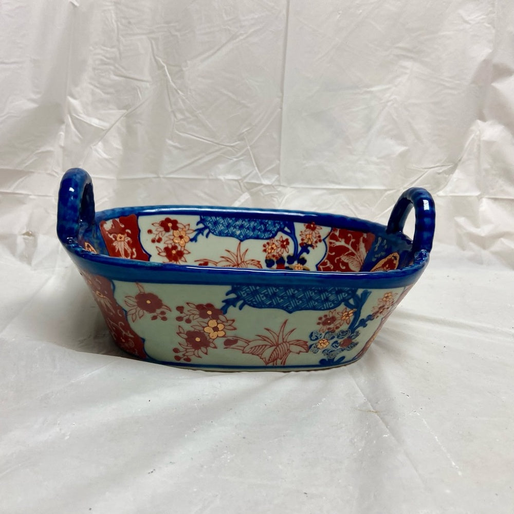 Stunning, Ironstone Twin Handled Bread Basket , Medium 7.5in x 5in x 3.5in T