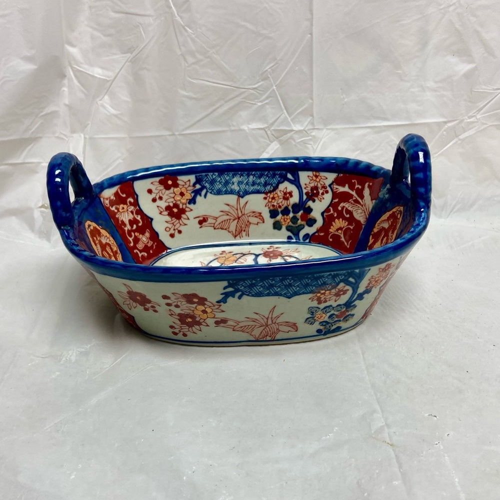 Stunning, Ironstone Twin Handled Bread Basket , Medium 7.5in x 5in x 3.5in T