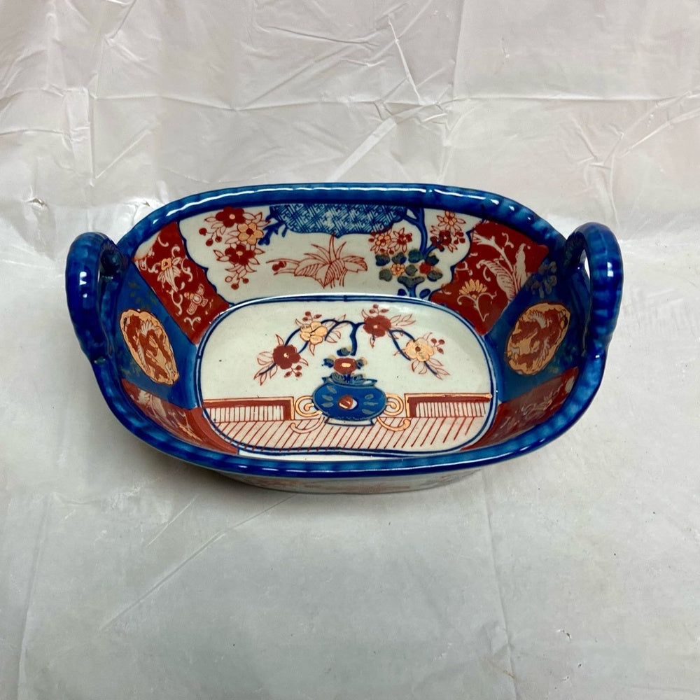 Stunning, Ironstone Twin Handled Bread Basket , Medium 7.5in x 5in x 3.5in T