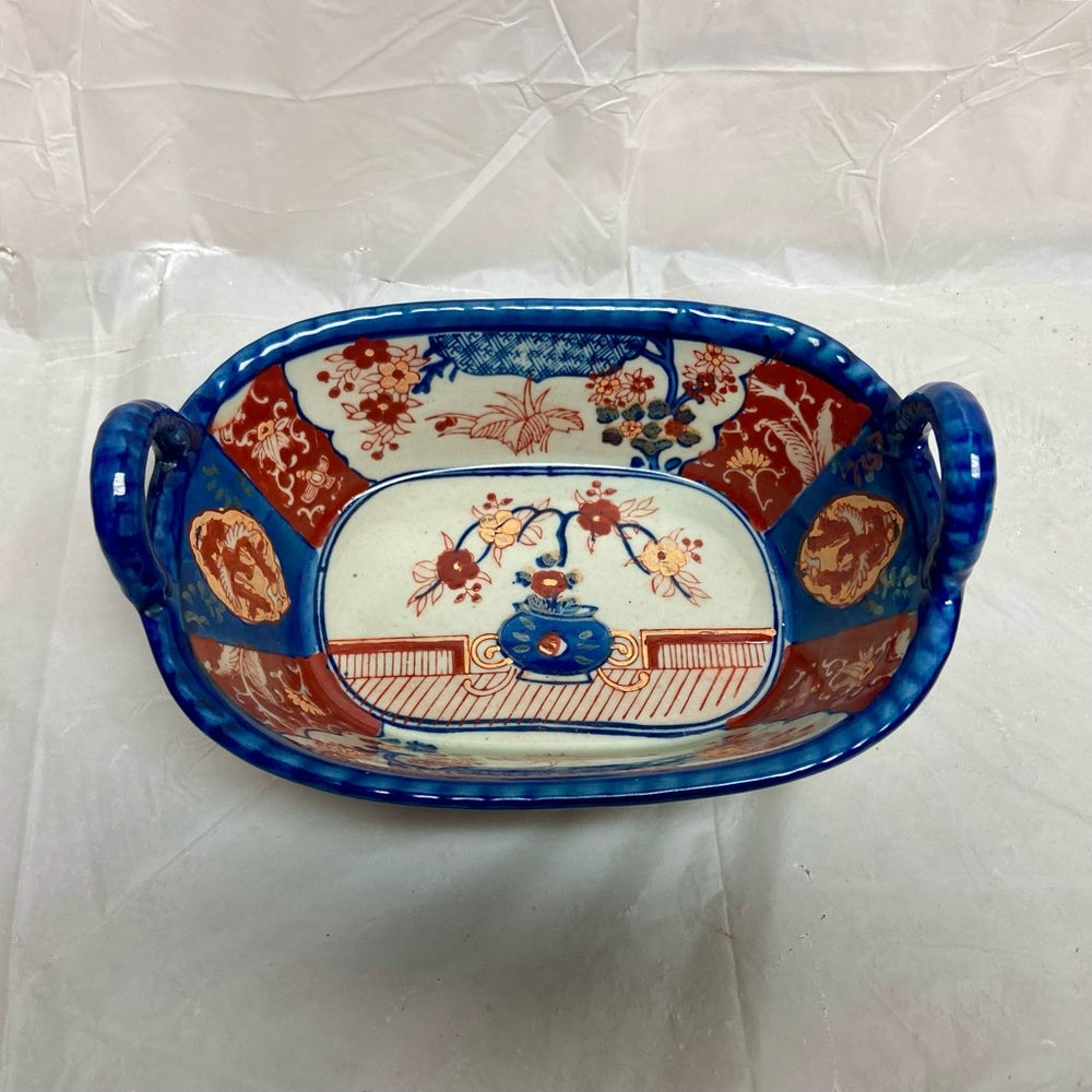 Stunning, Ironstone Twin Handled Bread Basket , Medium 7.5in x 5in x 3.5in T
