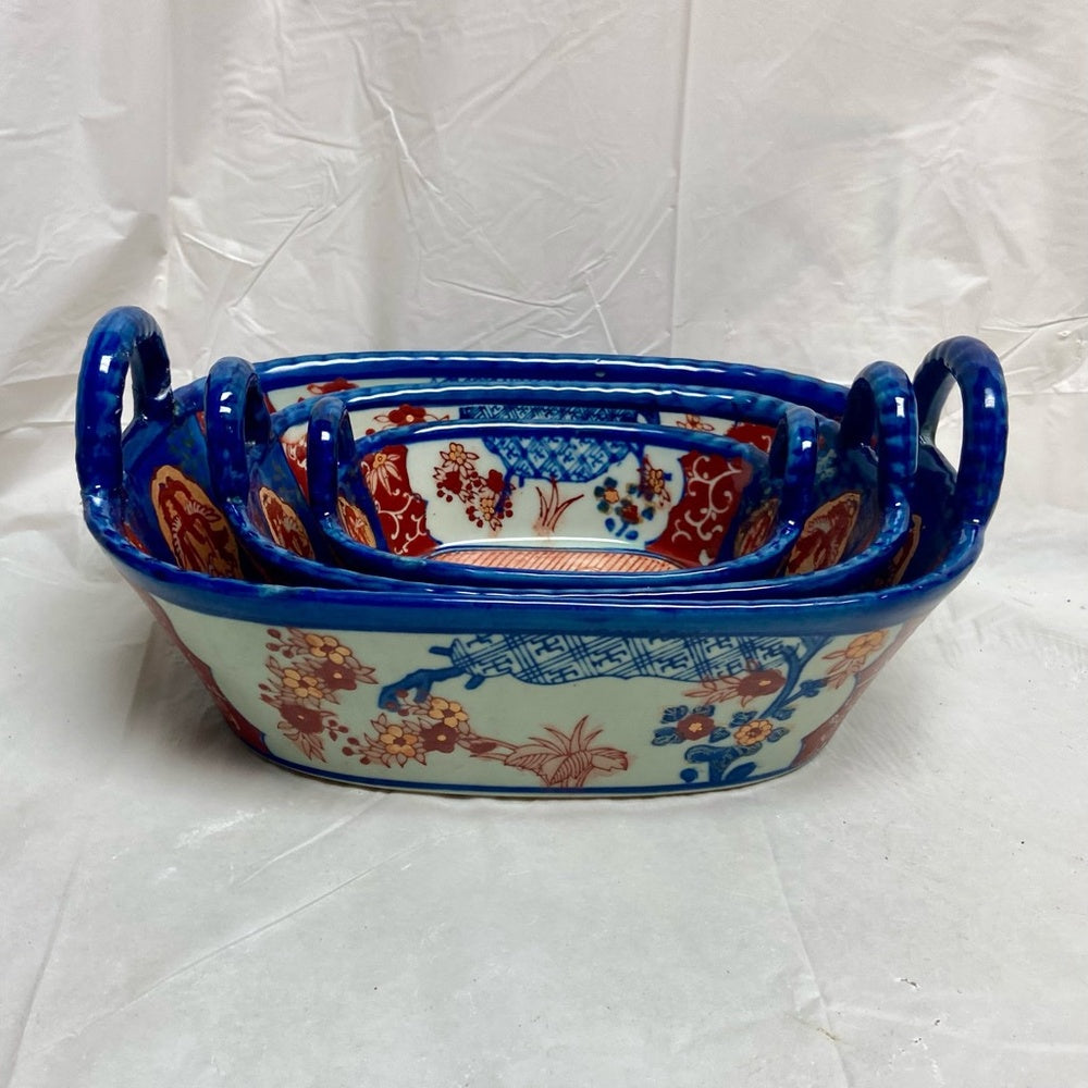 Stunning, Ironstone Twin Handled Bread Basket , Medium 7.5in x 5in x 3.5in T