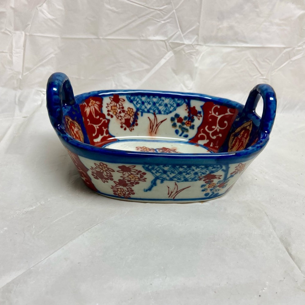 Stunning, Ironstone Twin Handled Bread Basket , Small 5.5in x 3.5in x 2.5in T