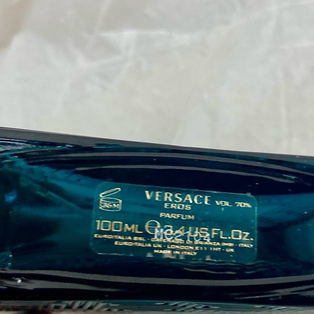 Vintage, Versace Teal Perfume Bottle Atomizer- Missing lid-Empty Bottle