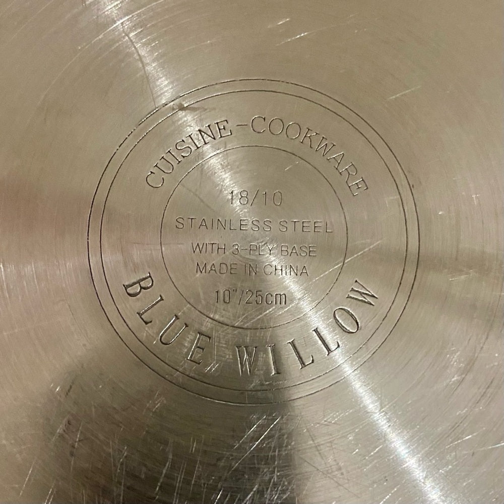 Blue Willow, Stainless Steel Large Dutch Oven w/ Lid 14in L x 10.5in D x 3.5in H
