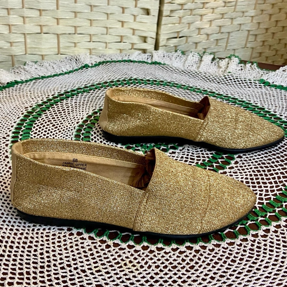 Cosmic, Vintage Gold Slip On Flats -Loafers Size-8