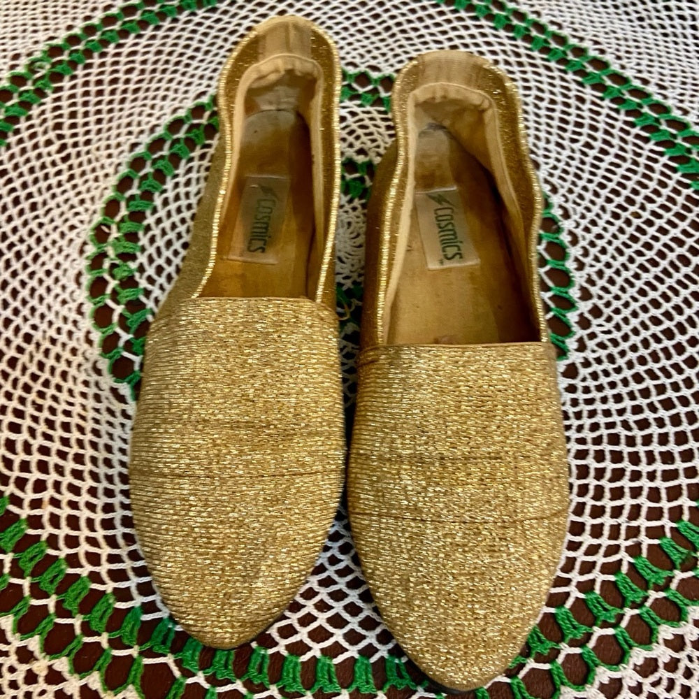 Cosmic, Vintage Gold Slip On Flats -Loafers Size-8