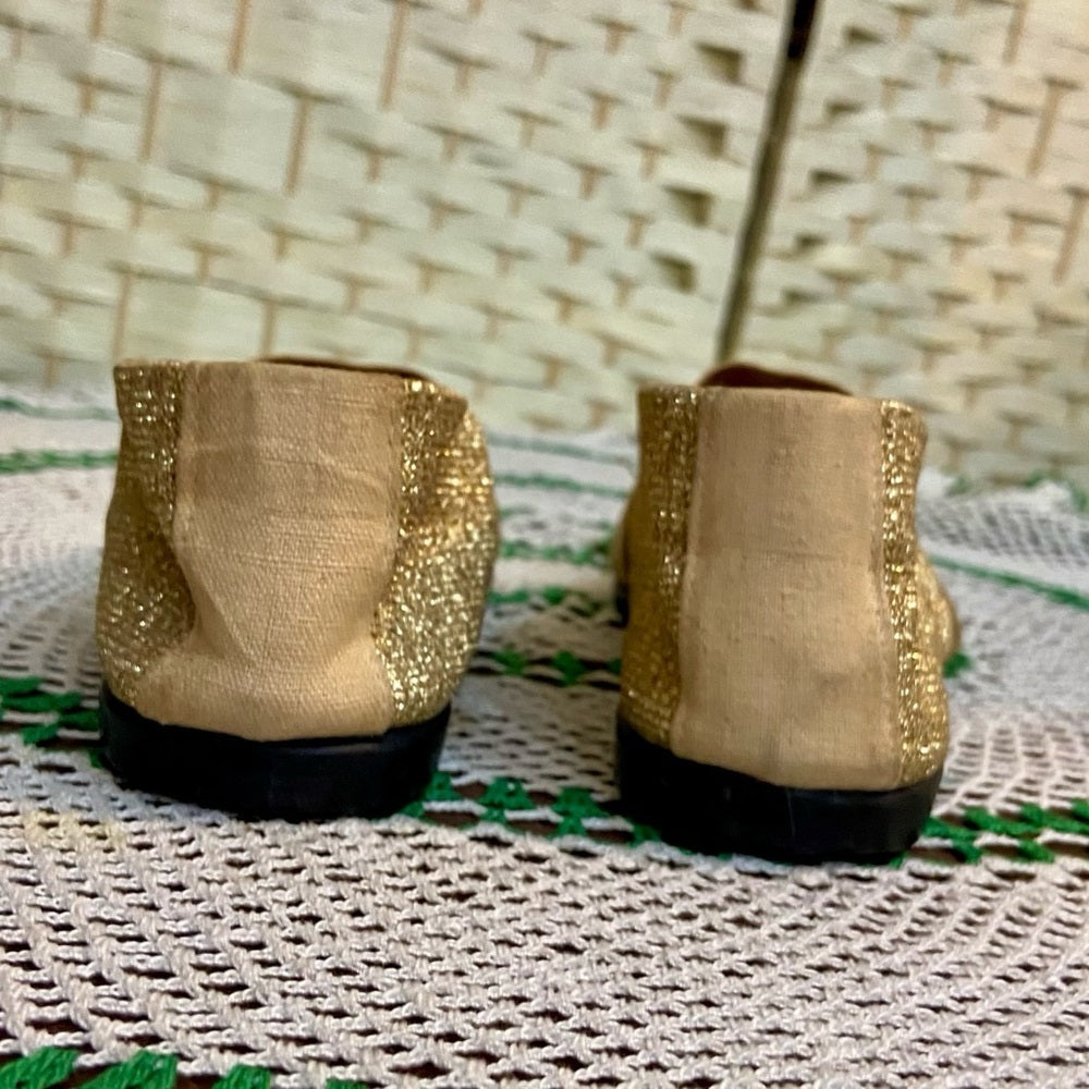 Cosmic, Vintage Gold Slip On Flats -Loafers Size-8