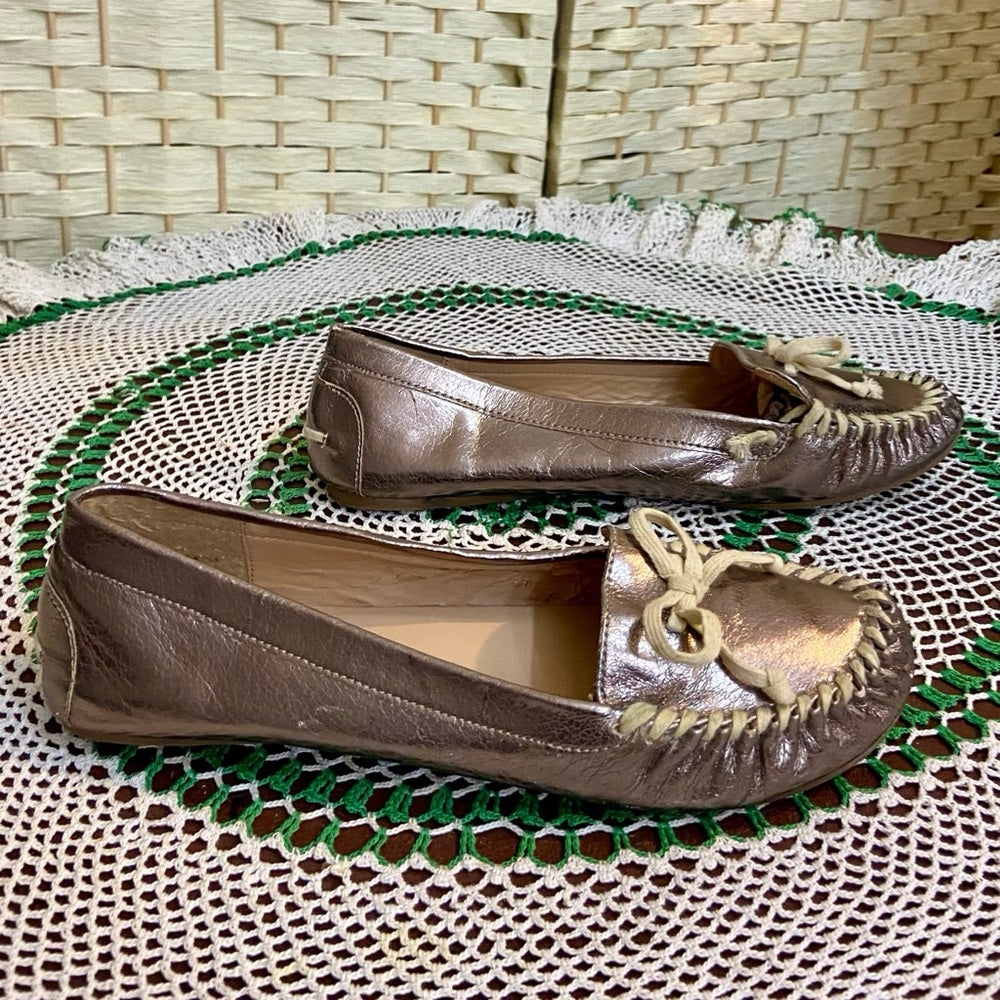 Candies Metallic Gold Slip On Flats -Loafers-Moccasin Size-8.5