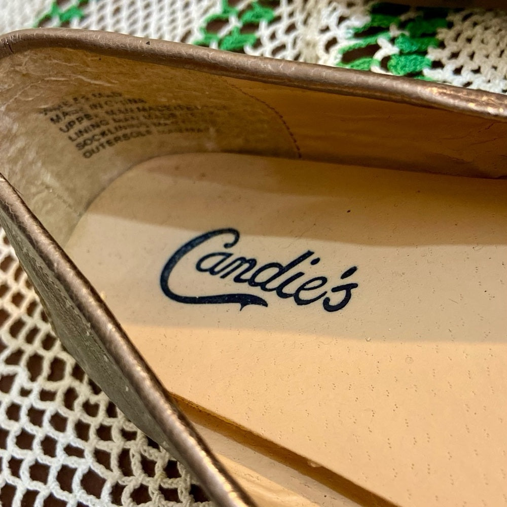 Candies Metallic Gold Slip On Flats -Loafers-Moccasin Size-8.5