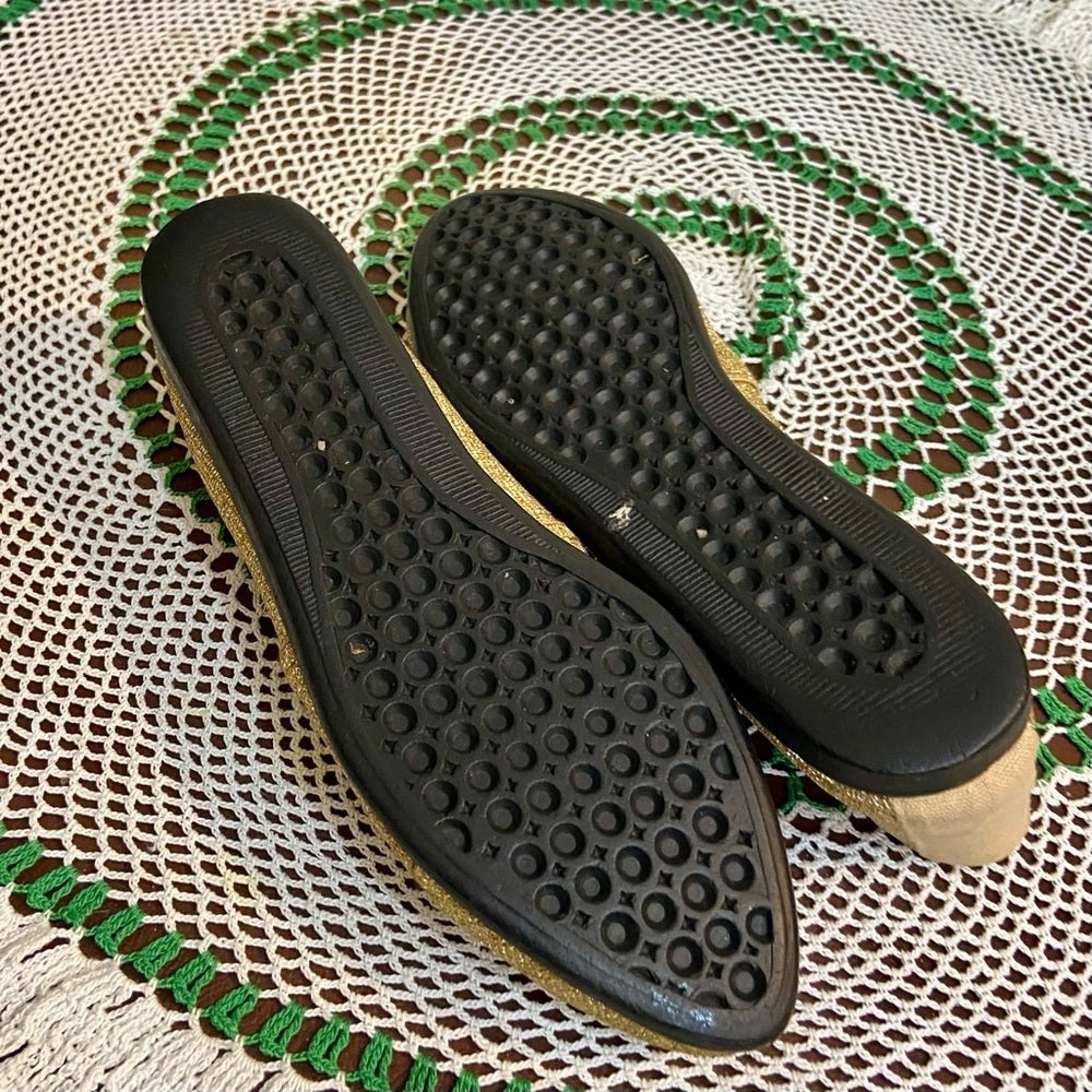 Cosmic, Vintage Gold Slip On Flats -Loafers Size-8