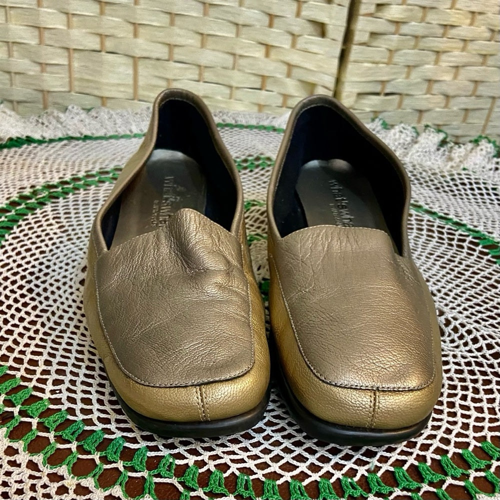 What’s What Aersoles 2-Tone Gold Flat Shoes Loafer Size- 9
