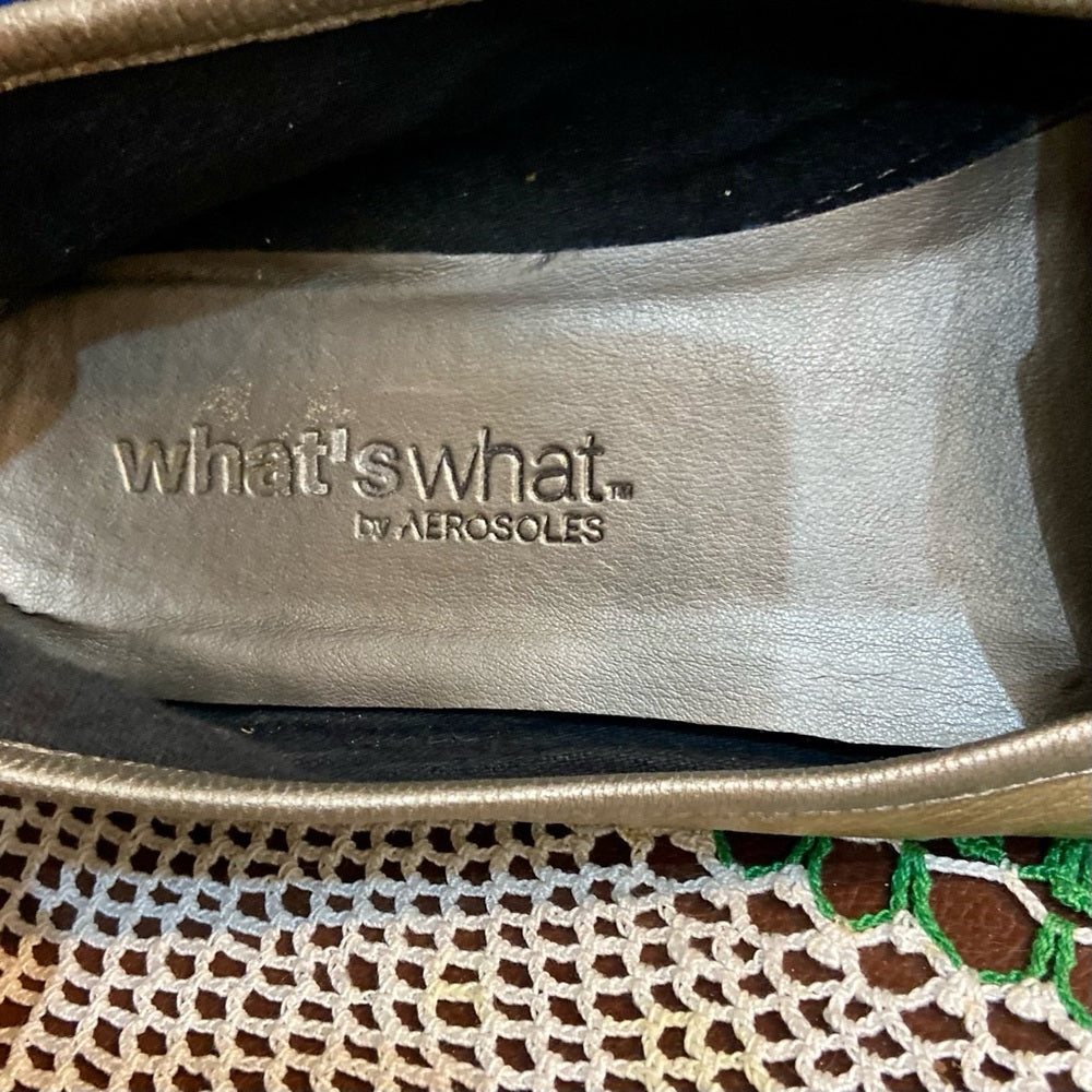 What’s What Aersoles 2-Tone Gold Flat Shoes Loafer Size- 9