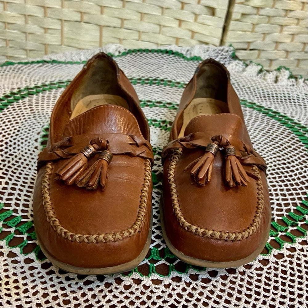 Thom McAn Brown Leather Flat Shoes - Loafers Size 8W