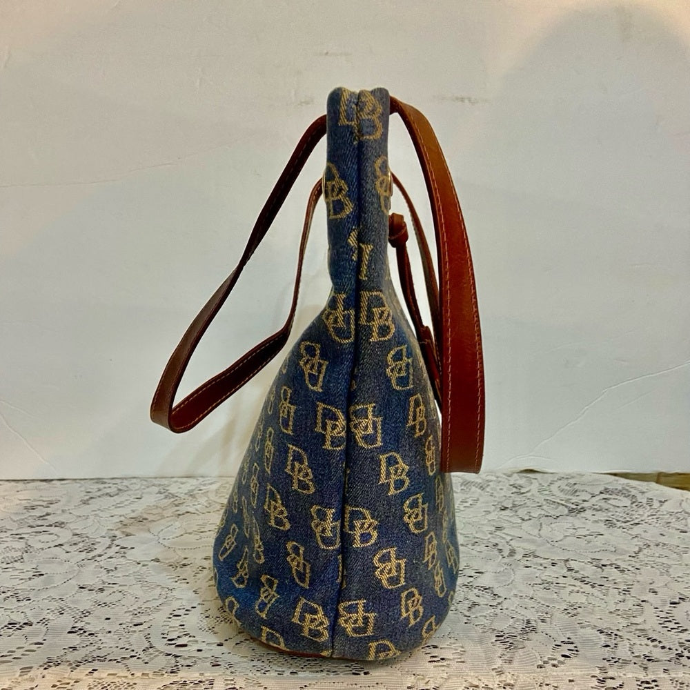 Dooney & Bourke Monogram Denim Canvas Shoulder Bag 12inch L x 10.5in H x 5.5in W