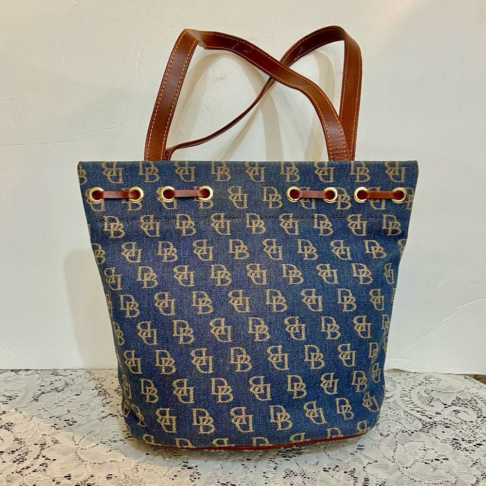 Dooney & Bourke Monogram Denim Canvas Shoulder Bag 12inch L x 10.5in H x 5.5in W