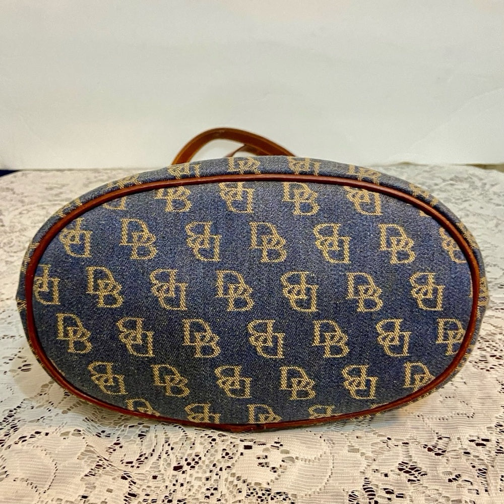 Dooney & Bourke Monogram Denim Canvas Shoulder Bag 12inch L x 10.5in H x 5.5in W